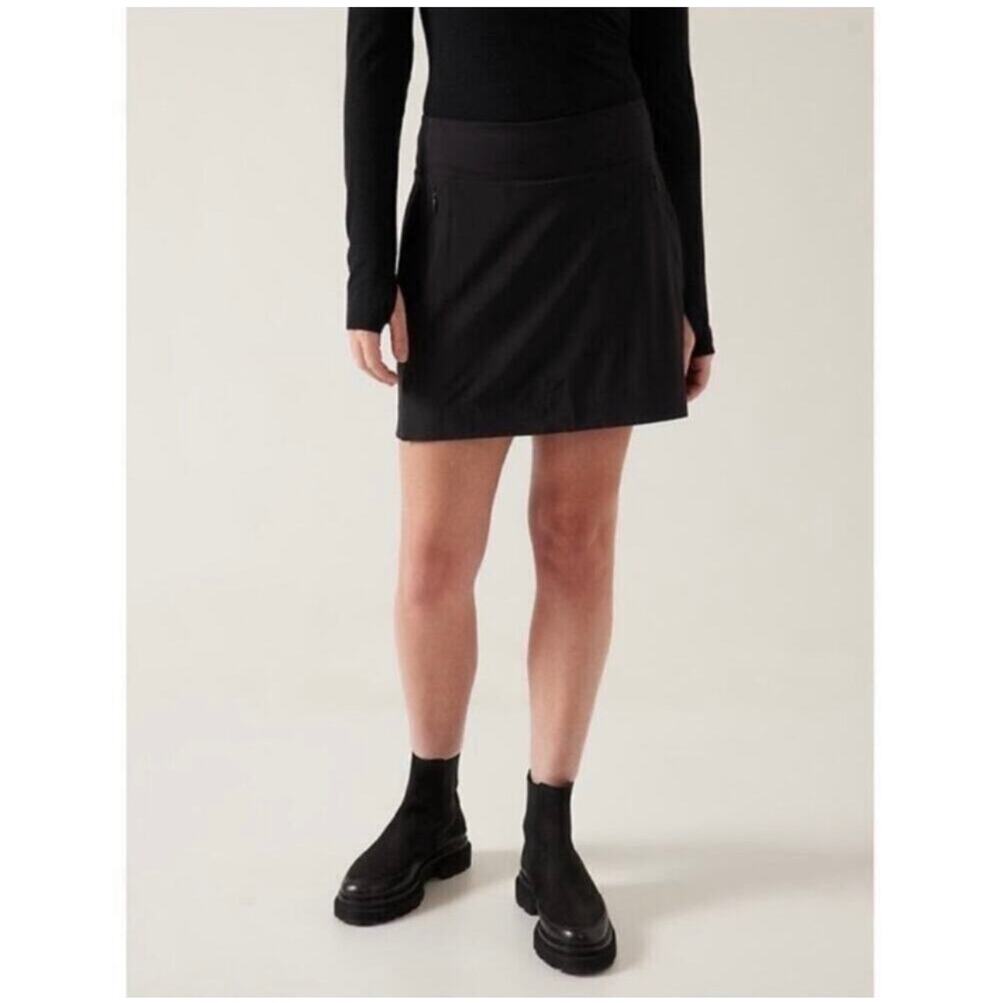 Athleta Skort Womens 10 Black Soho Golf Pull On Athletic Travel Sporty Mini
